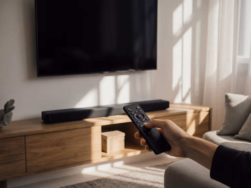 hand_adjusting_soundbar_remote_settings_for_dialogue_clarity